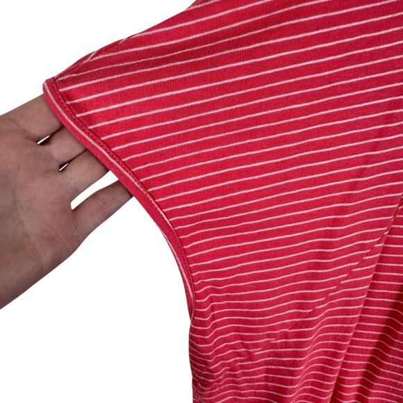 Simple Suzanne Betro Pink White Striped Cap Sleeve Criss Cross Back Shirt Sz 3X - Picture 3 of 6